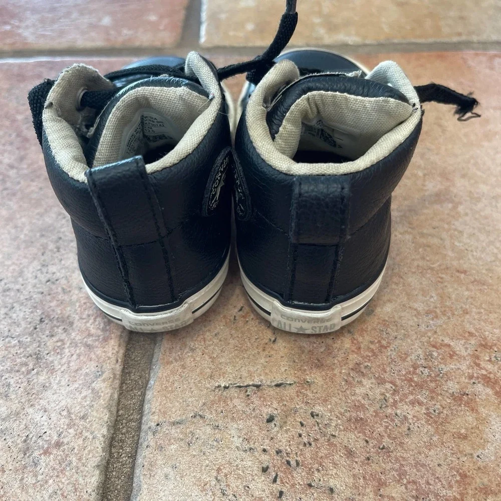 Baby converse leather high tops size 5